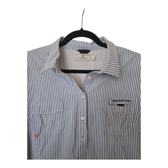 SOLD!!! VINEYARD VINES PERFORMANCE Seersucker Harbor Shirt Dress - Size 16 - Picture 4 of 10